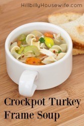 Crockpot Turkey Noodle Soup Put that turkey frame to good use by first making homemade broth and then turning it into a delicious pot of soup... all in your slow cooker.
