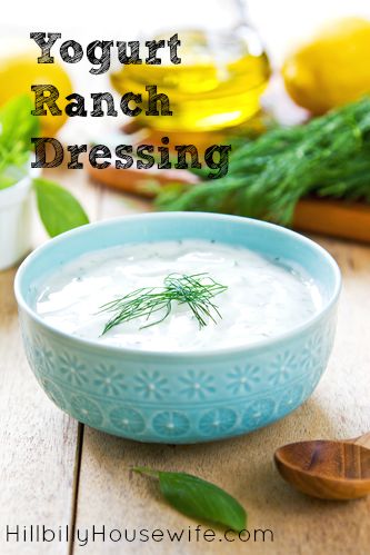 Delicious recipe for homemade ranch dressing made with yogurt. 