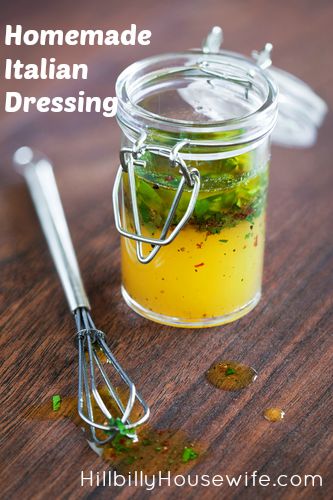 Blend up this simple italian dressing and store in a glass jar.