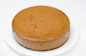 chocolate cheesecake on a plate closeup