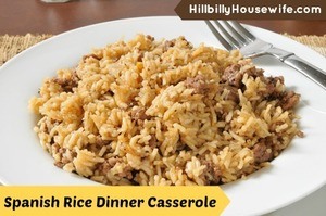 A quick and easy spanish rice casserole dish with hamburger