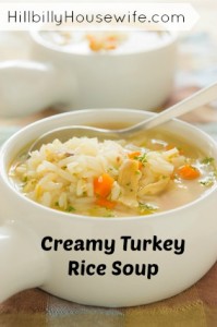 Healthy turkey rice soup.