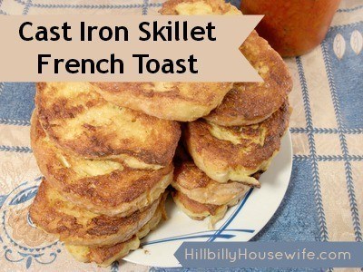French Toast Cooked in a Cast Iron Skillet