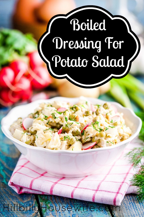 A boiled dressing with eggs, flour, sugar and vinegar to dress potato salad. 