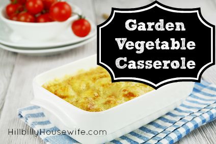 Yummy casserole full of fresh garden veggies topped with cheese. 
