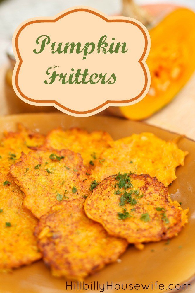 Plate of yummy pumpkin fritters made with pumpkin puree, flour, egg and seasonings.