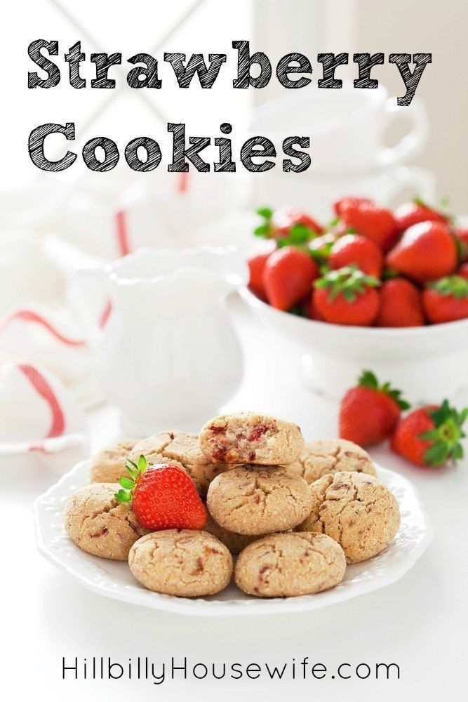 Plate of cookie made with real strawberries and orange juice.