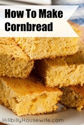 Here's simple cornbread recipe you can make from scratch. As frugal as it is good and perfect with chili, soup or stew.