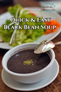 A bowl of quick and easy to make black bean soup