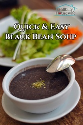A bowl of quick and easy to make black bean soup