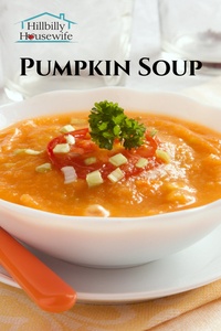 Bowl of pumpkin soup with tomato