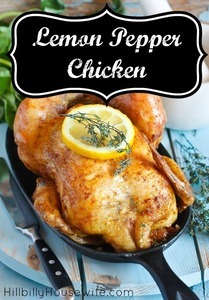 A simple roasted chicken dish seasoned with lemon and pepper.