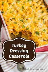 Turn your Thanksgiving leftovers into a delicious turkey and dressing casserole. My favorite dish the day after 