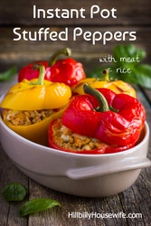 Stuffed Bell Peppers with meat and rice cooked in the instant pot.