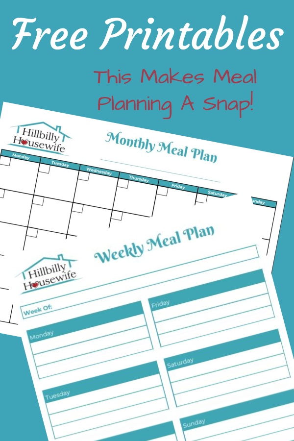 Free printable  meal planning worksheets